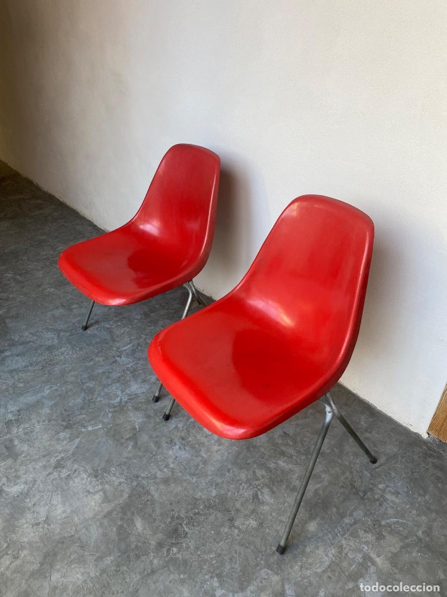 Vintage: Lote de 4 sillas Stella a&ntilde;os 70 - modelo Eames - fibra de vidrio