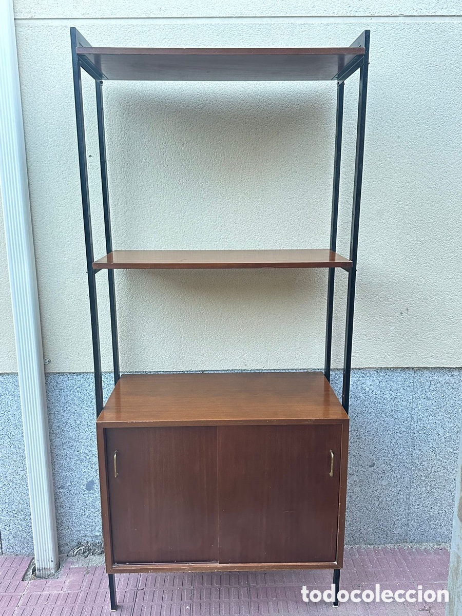 Vintage: Mueble aparador estanter&iacute;a librer&iacute;a madera y metal. Vintage a&ntilde;os 50-60