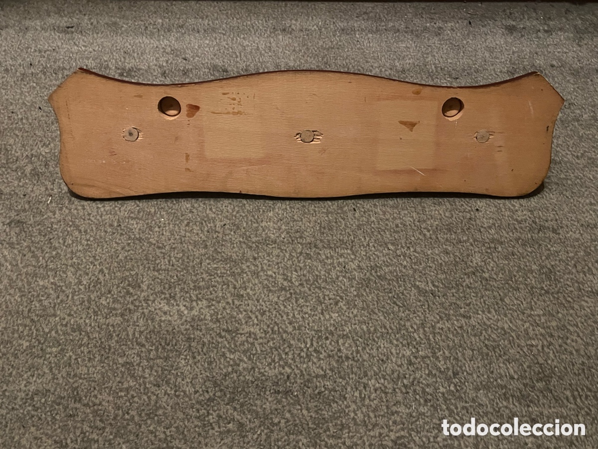 Vintage: Perchero de pared para 3 prendas. Madera. 49cms - Foto 3