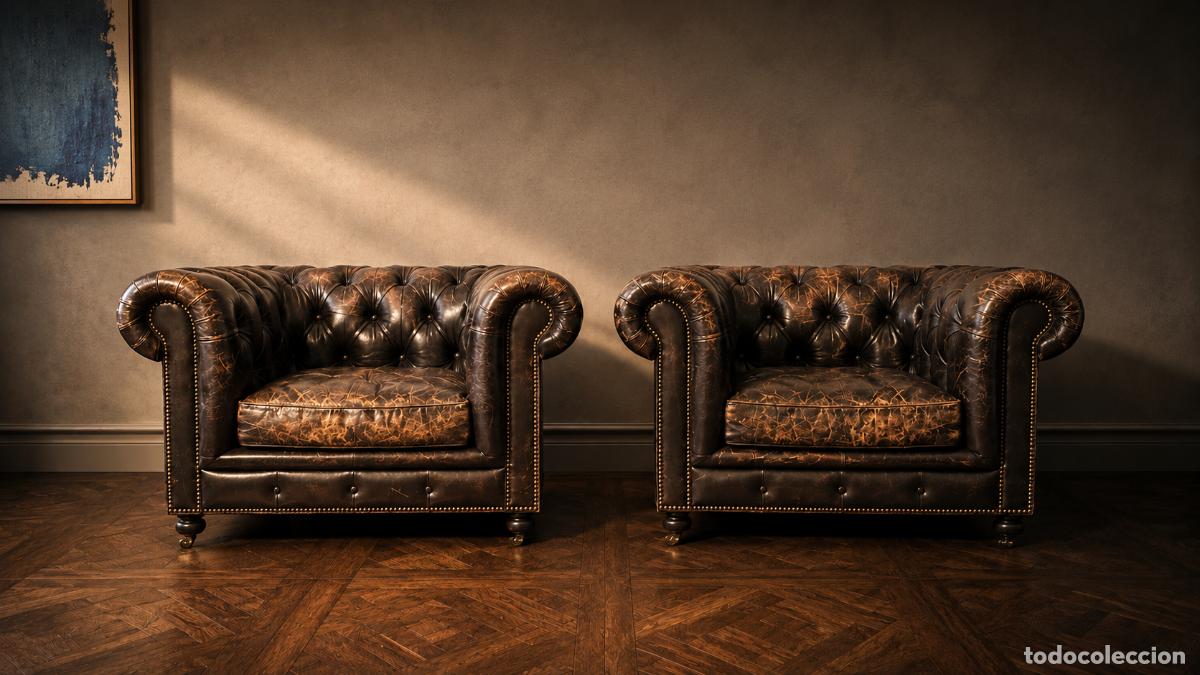 Vintage: Pareja de sillones Chesterfield Timothy Oulton originales modelo Westminster