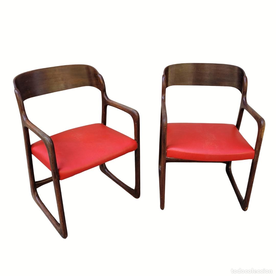Vintage: Pareja de sillas &ldquo;Traineau&rdquo;, madera de haya, Baumann, Mid-century, 60&rsquo;s &ndash; Francia
