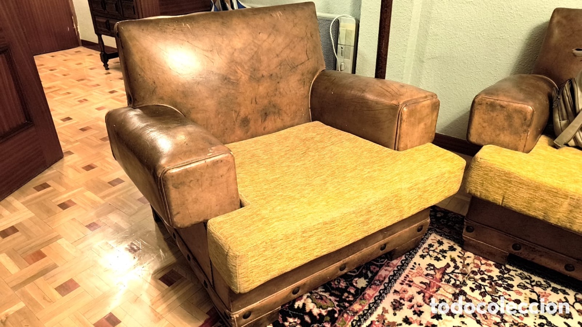 Vintage: Sof&aacute; y sillones de cuero y tela