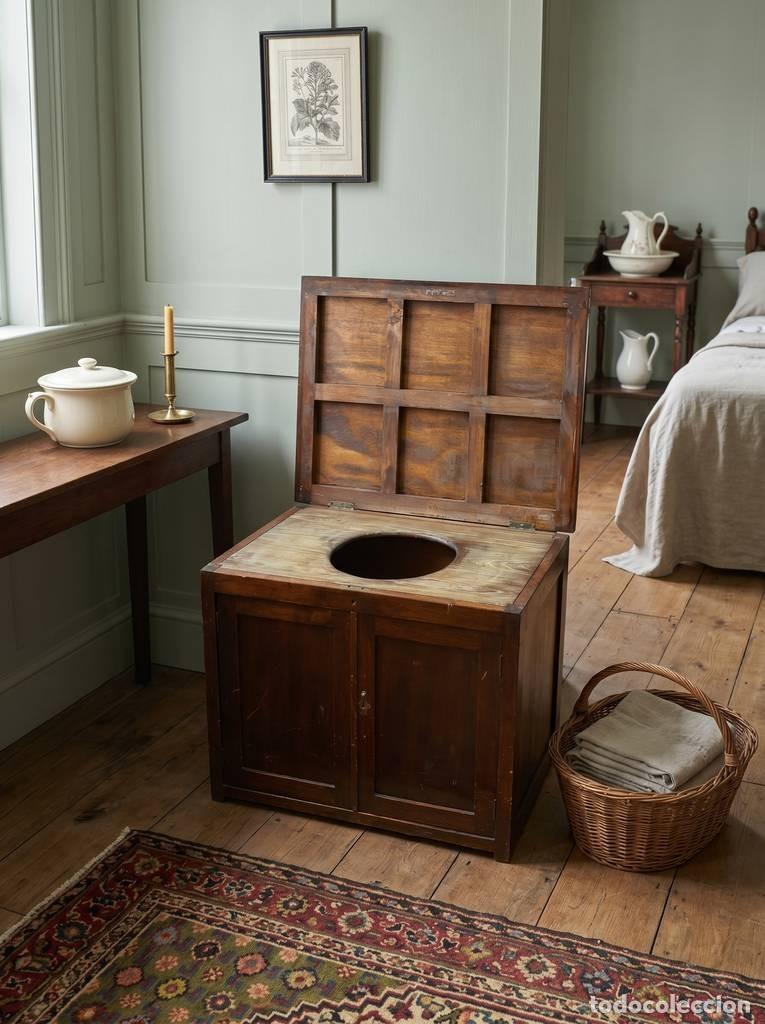 Vintage: ANTIGUO INODORO DE MADERA