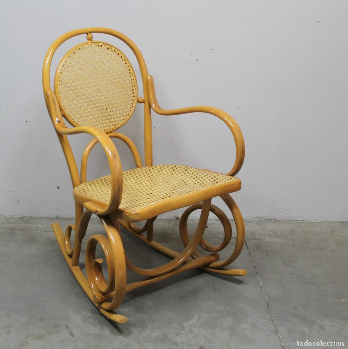 Vintage: Mecedora en madera de haya y enea - Foto 2