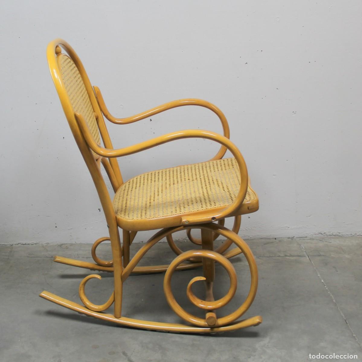 Vintage: Mecedora en madera de haya y enea - Foto 3