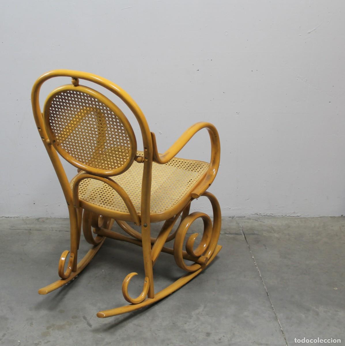 Vintage: Mecedora en madera de haya y enea - Foto 4