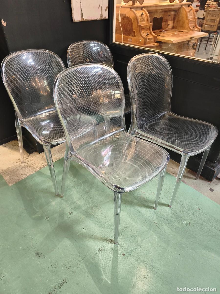 Vintage: Cuatro sillas transparentes de dise&ntilde;o Kartell Thalya. Patrick Jouin. Italia.