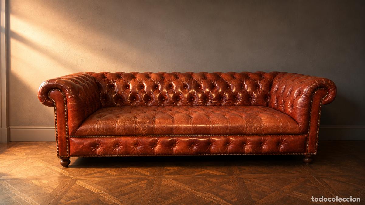 Vintage: Excepcional sof&aacute; Chesterfield Westminster Timothy Oulton original en cuero natural