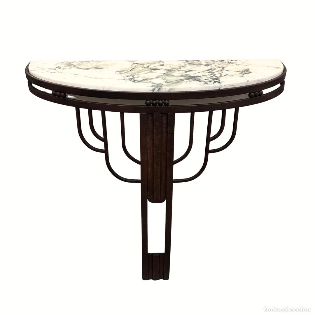 Vintage: Consola, hierro forjado y m&aacute;rmol, Art D&eacute;co, 30&rsquo;s &ndash; Francia
