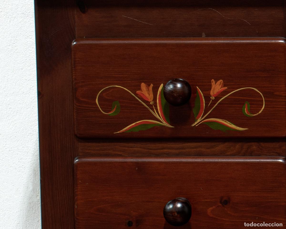 Vintage: Escritorio de pino decorado a mano - Foto 4