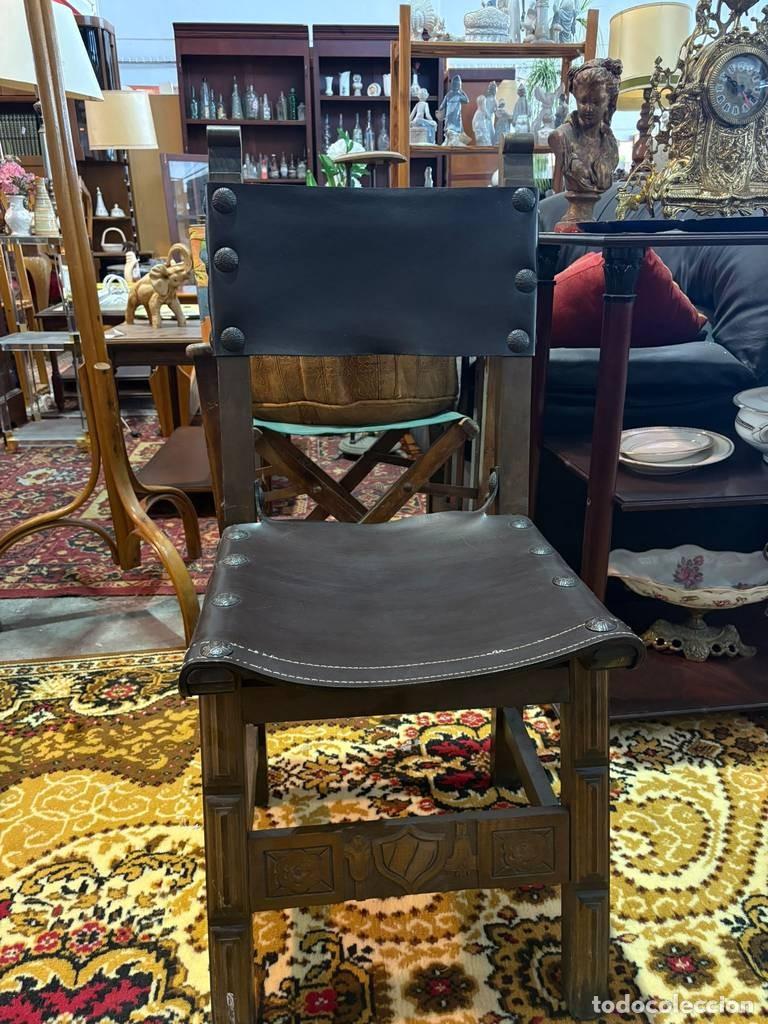 Vintage: SILLA CASTELLANA CON CUERO - Foto 2