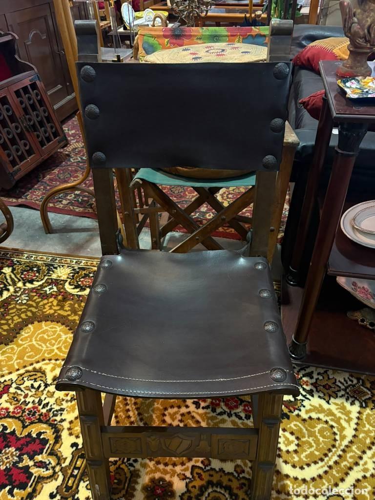 Vintage: SILLA CASTELLANA CON CUERO - Foto 3