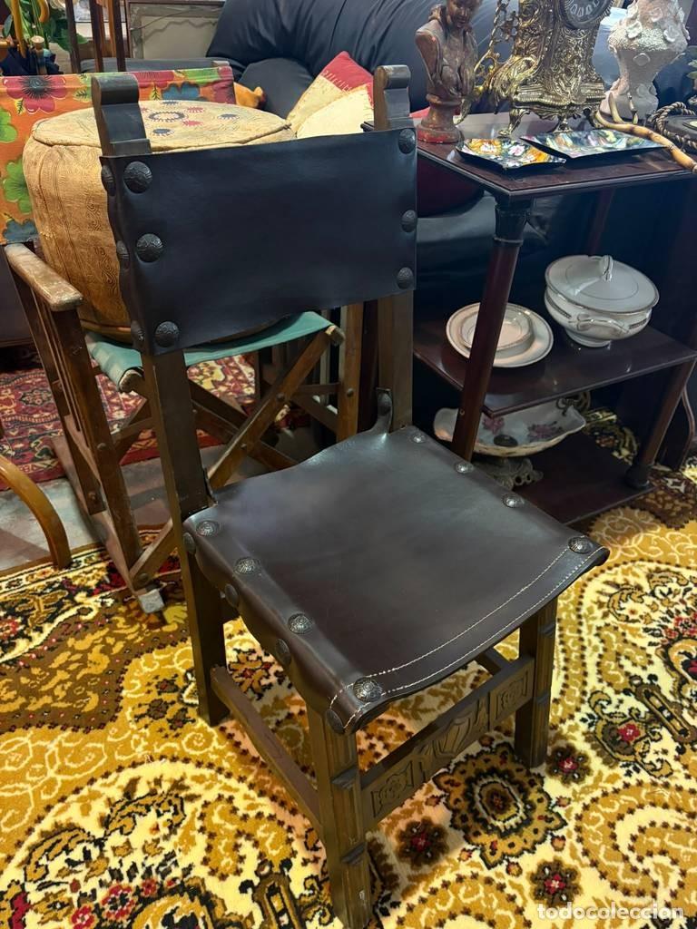 Vintage: SILLA CASTELLANA CON CUERO - Foto 4
