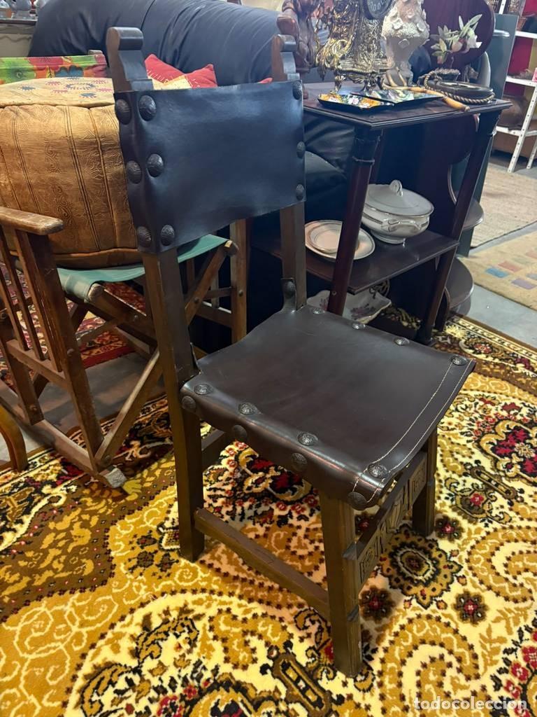 Vintage: SILLA CASTELLANA CON CUERO - Foto 5