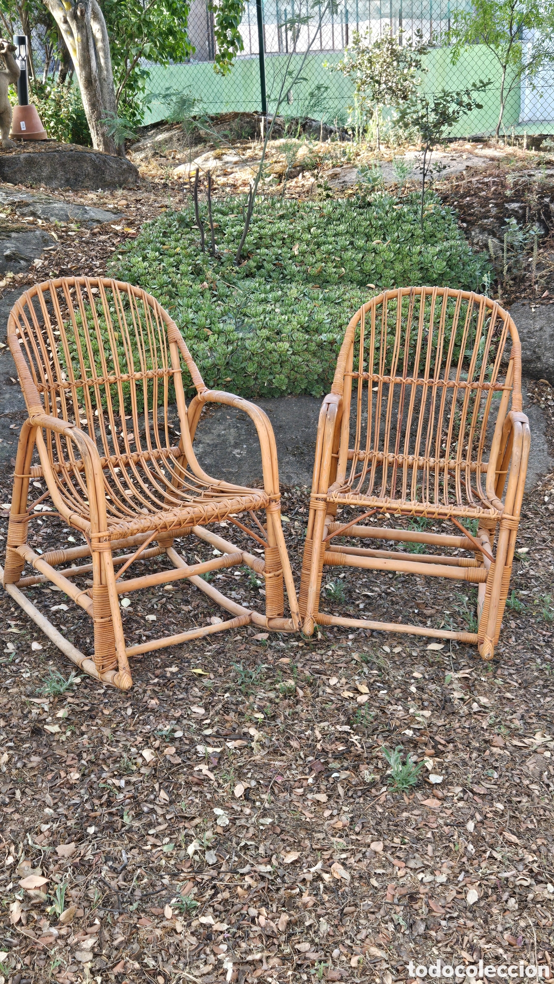 Vintage: 2 MECEDORAS DE BAMBU Y MIMBRE