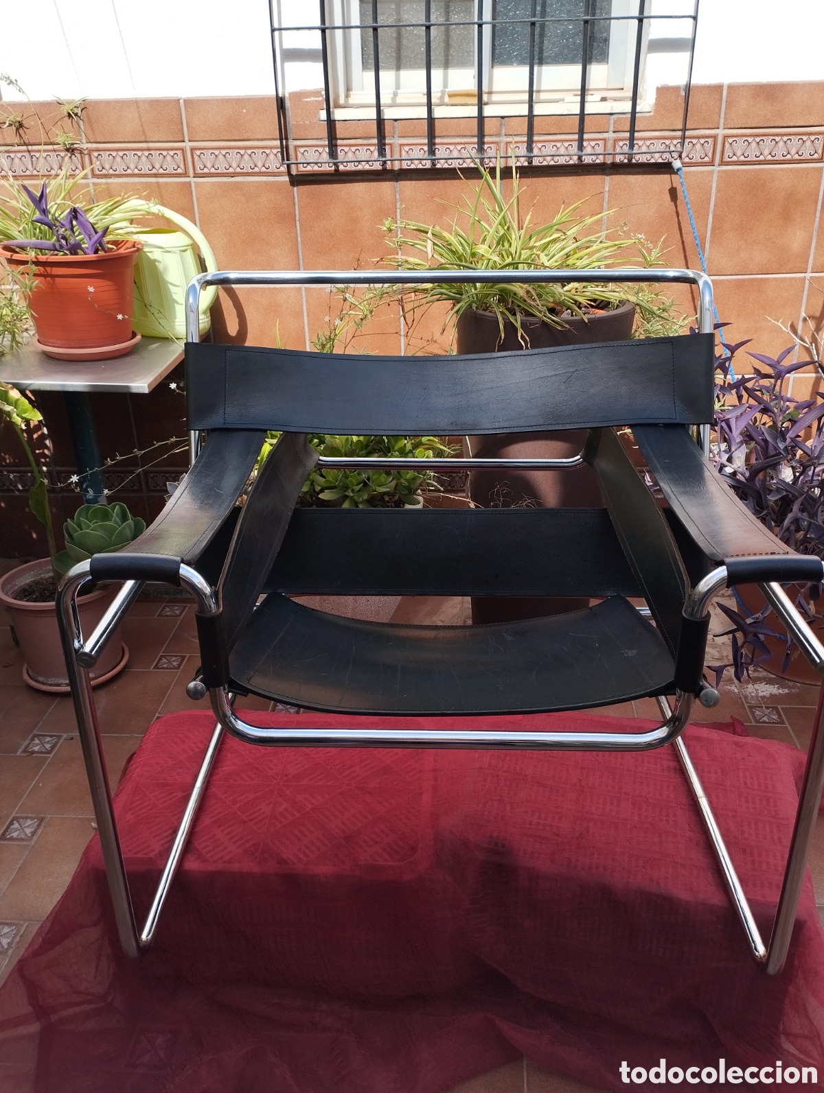 Vintage: SILLA/SILL&Oacute;N CUERO ACERO CROMADO TUBULAR TIPO IVAN