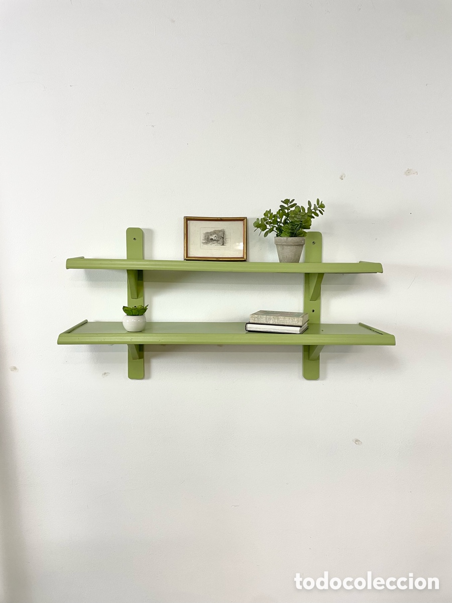 Vintage: Estanter&iacute;a madera con 2 baldas verde oliva