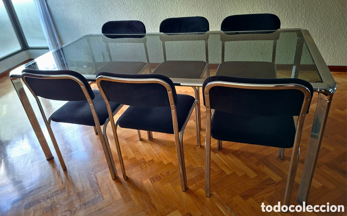 Vintage: SILLAS BAUHAUS + MESA RECTANGULAR VINTAGE A&Ntilde;OS 70 - s&oacute;lo recogida