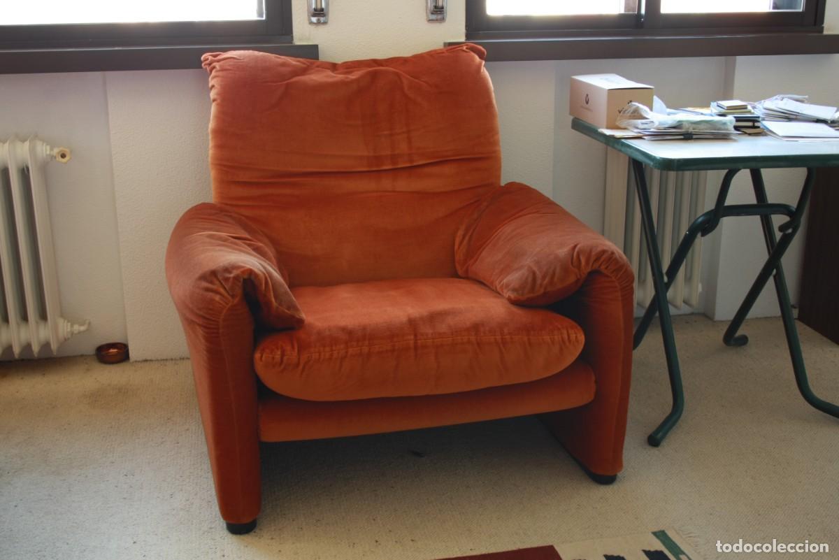 Vintage: Butaca Maralunga, Cassina, Vico Magistretti, 1973. Original, primera edici&oacute;n