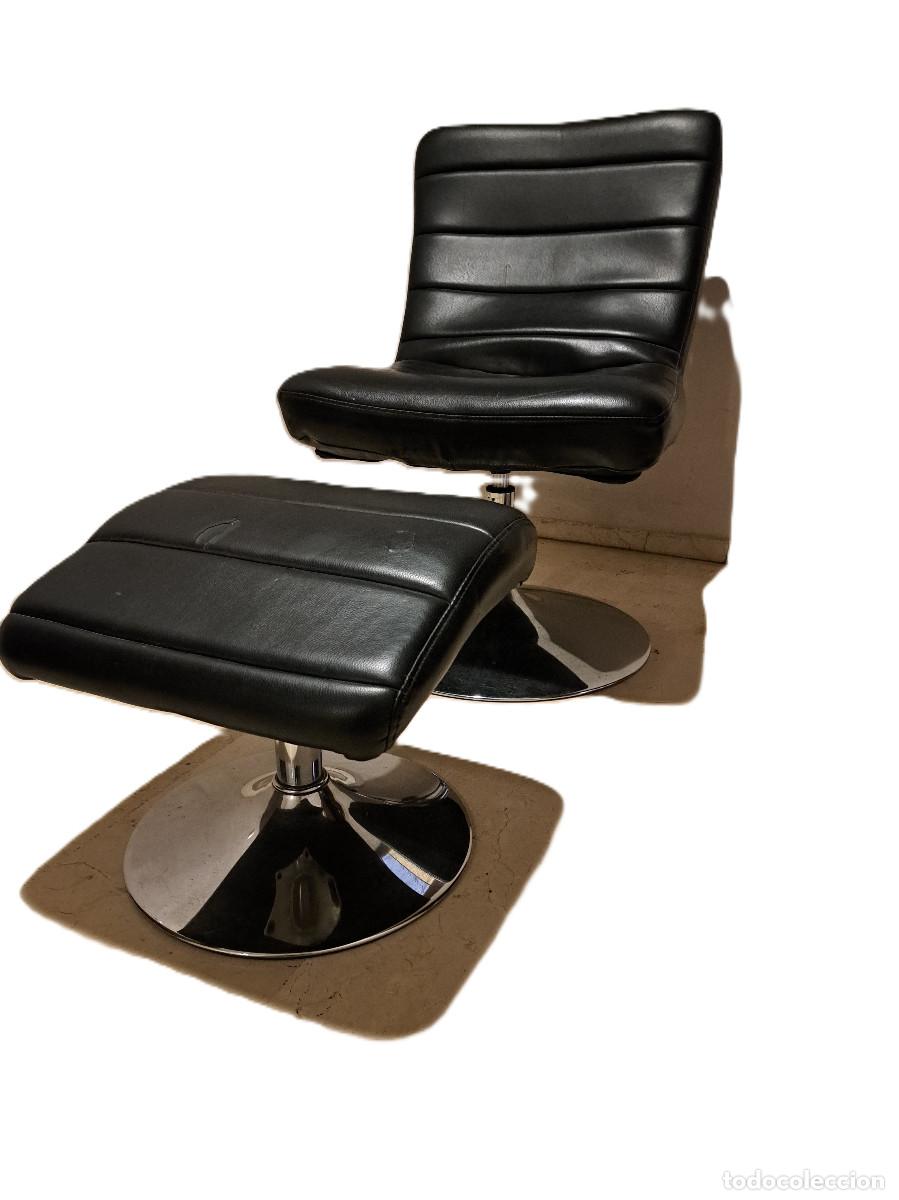 Vintage: Sill&oacute;n Space Age con Reposapi&eacute;s Audiofilo a&ntilde;os 60 cromado ----NO ENVIO RECOGIDA EN BCN---