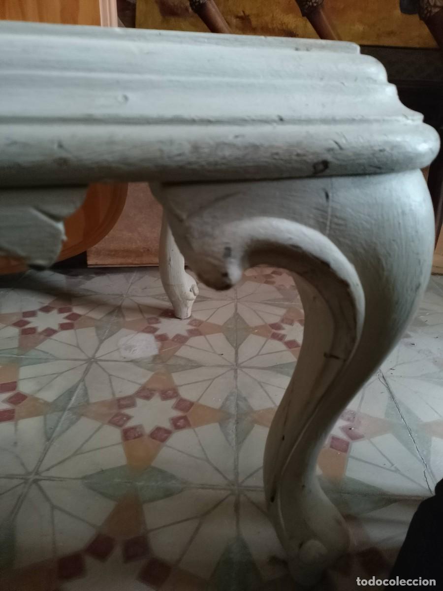 Vintage: Mesa de centro cristal y madera blanco antiguo - Foto 5