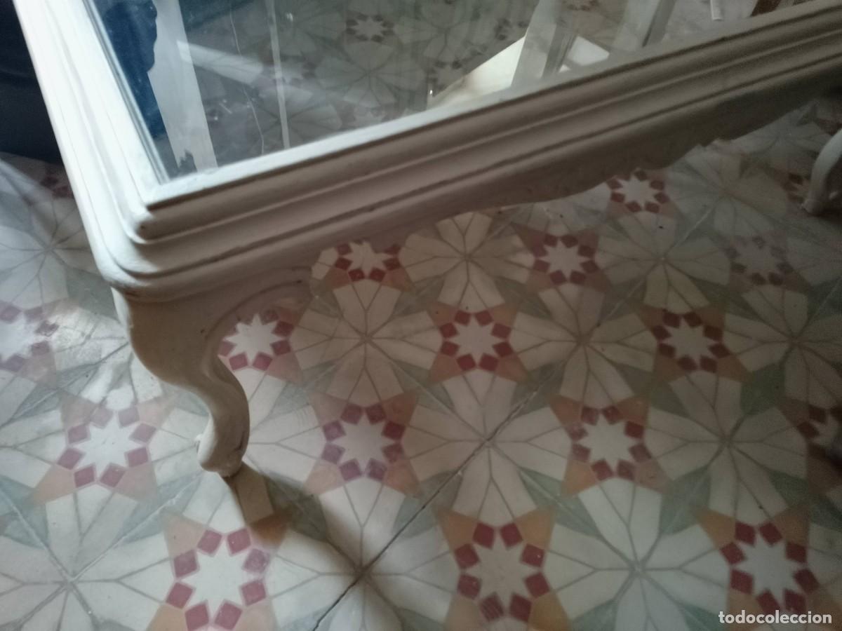 Vintage: Mesa de centro cristal y madera blanco antiguo - Foto 6