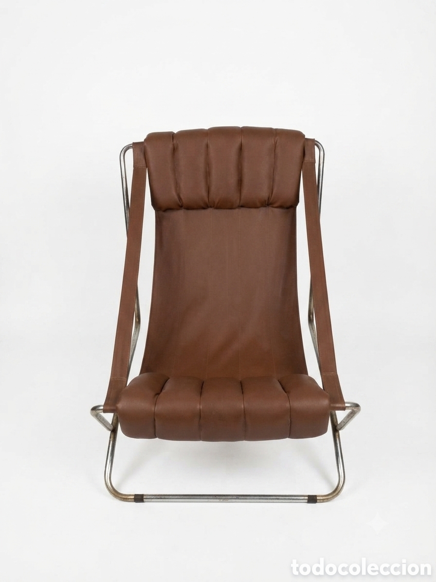 Vintage: Chaise Longue de cuero cromado de Corsini - Wiskemann para Cinova, a&ntilde;os 70