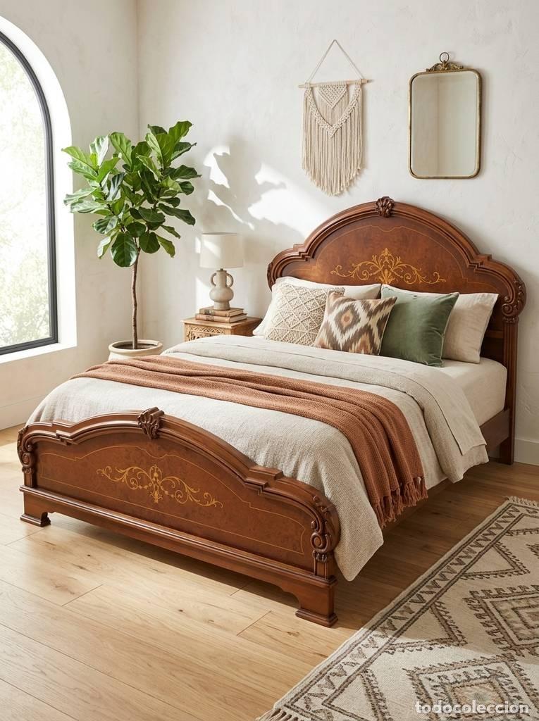 Vintage: CAMA CON MARQUETERIA