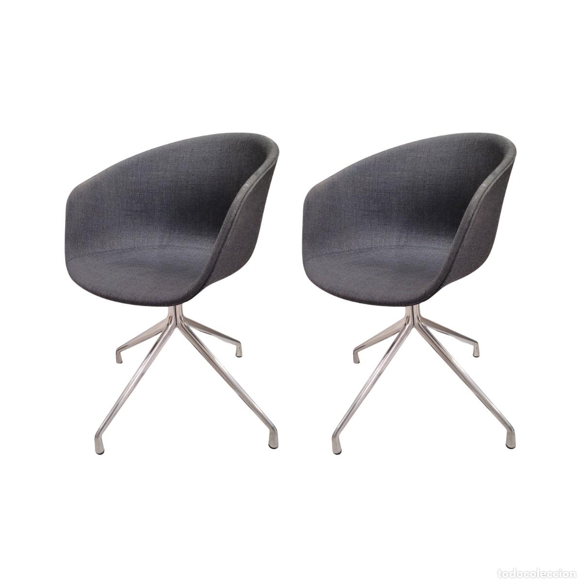 Vintage: Pareja Sillas siguiendo HAY AAC 21 dise&ntilde;o Hee Welling, Acero cromado, Contempor&aacute;neo, s. XX - Dinamar