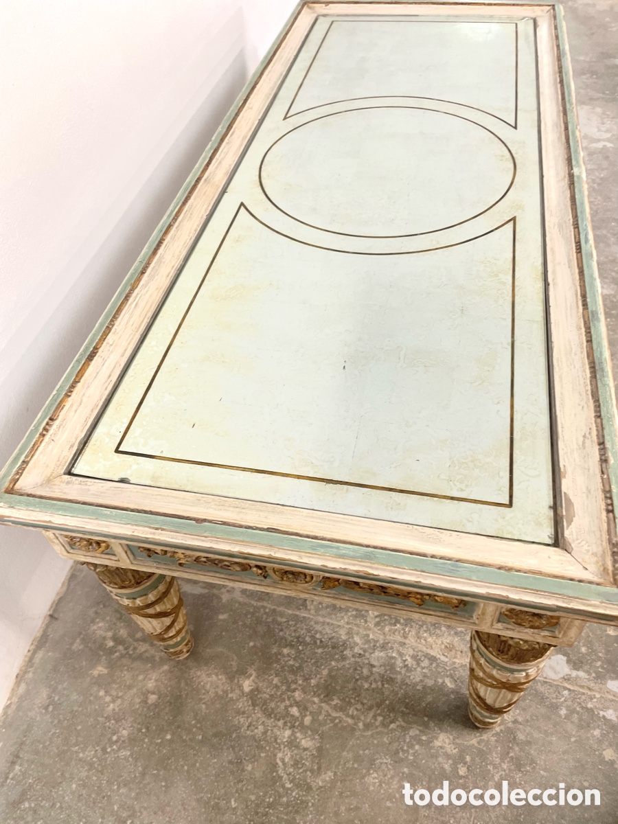Vintage: Mesa centro tipo Luis XVI madera y espejo - Foto 10