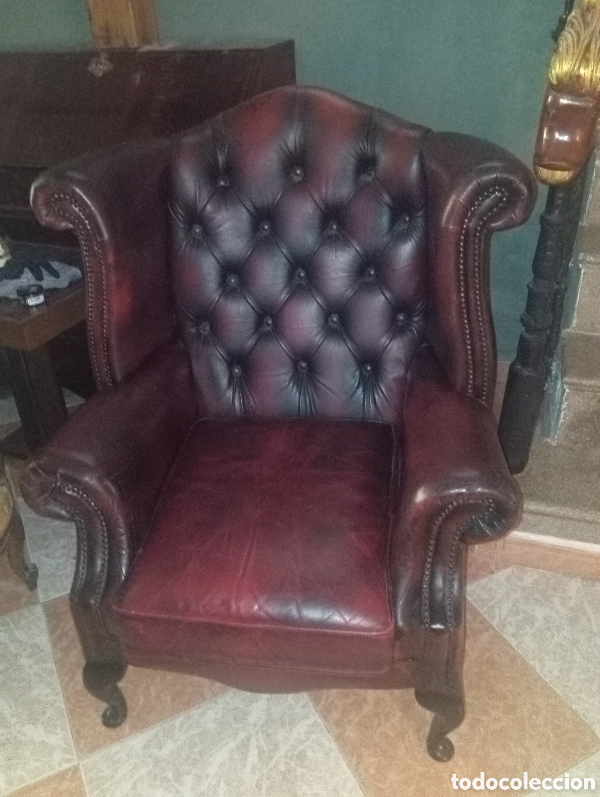 Vintage: Pareja de sillones orejeros ingleses de estilo Chester
