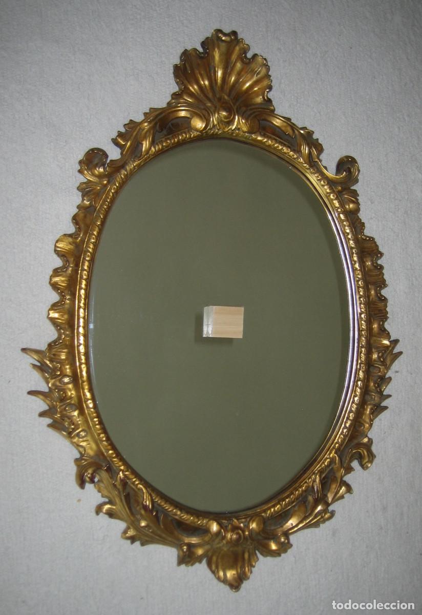 Vintage: ESPEJO. MARCO DE ESTILO ROCOC&Oacute;. EFECTO MADERA TALLADA, DORADO CON PAN DE ORO.. CON DESCUENTO DEL 50%