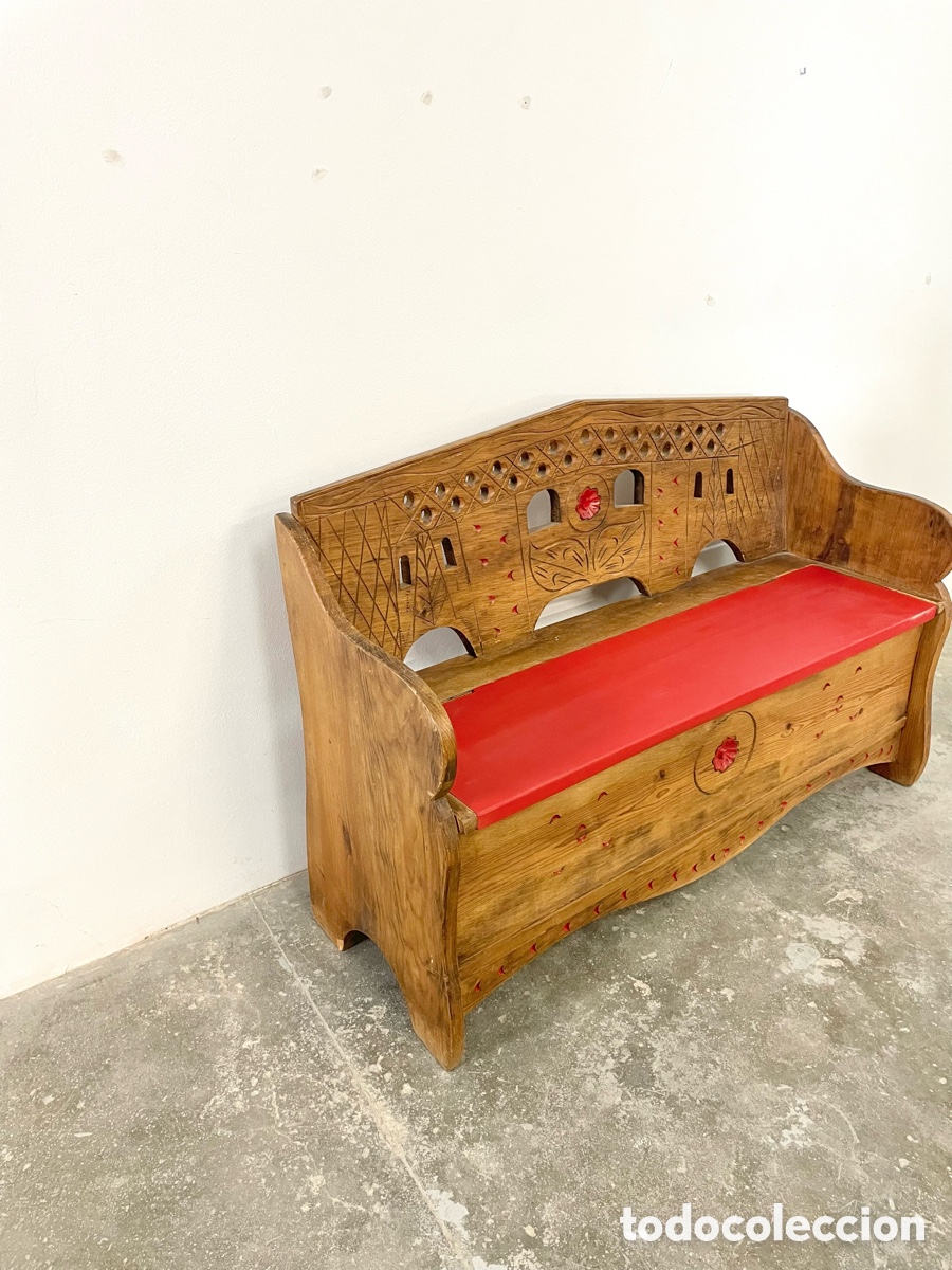 Vintage: Banco de madera con almacenaje - Foto 3