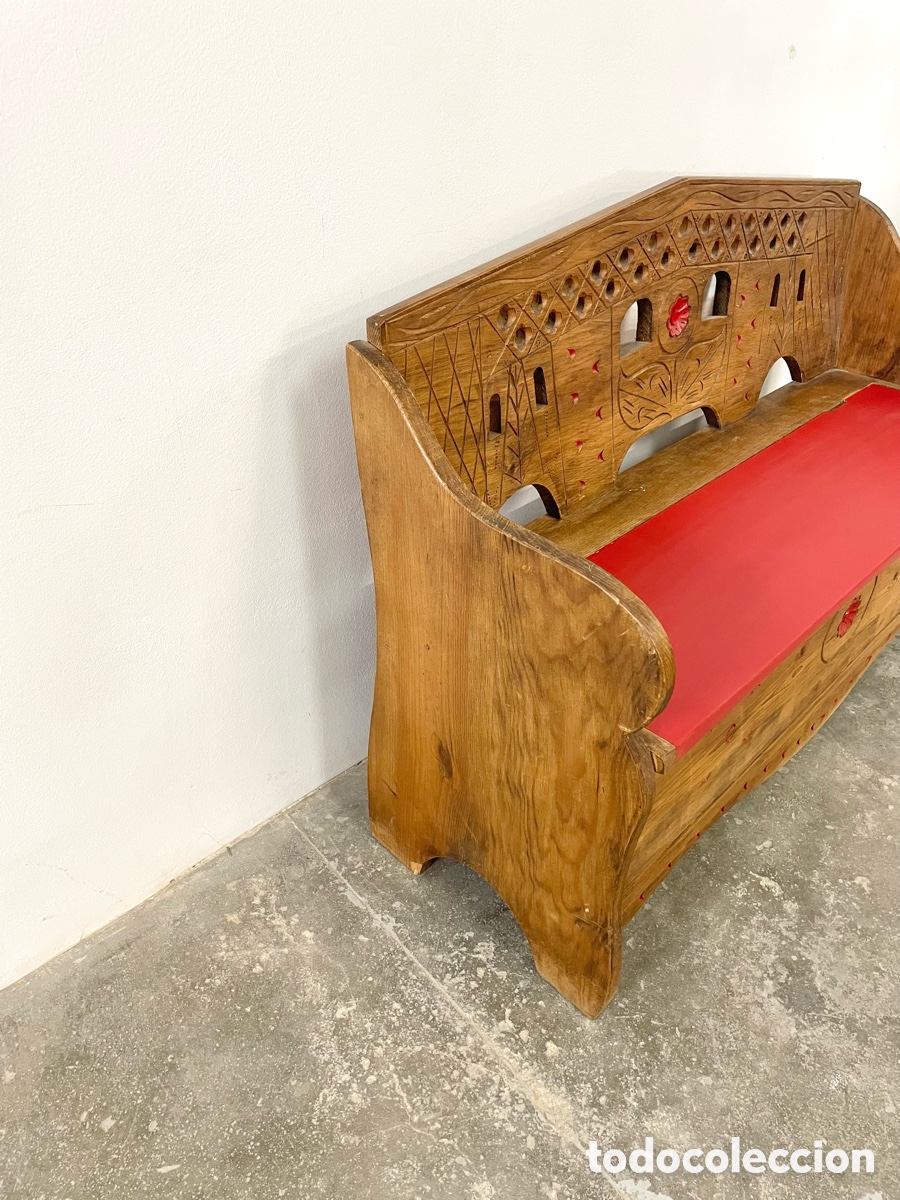 Vintage: Banco de madera con almacenaje - Foto 4