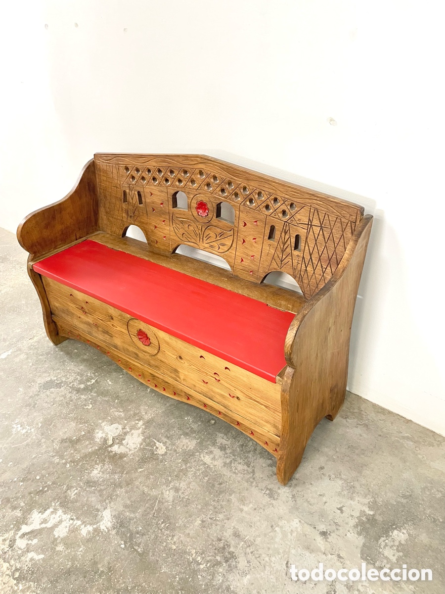 Vintage: Banco de madera con almacenaje - Foto 5