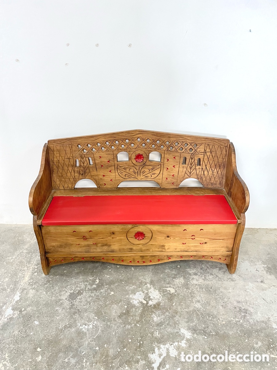 Vintage: Banco de madera con almacenaje - Foto 6