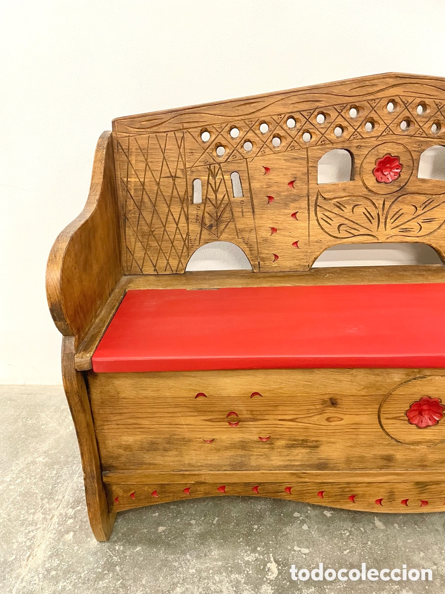 Vintage: Banco de madera con almacenaje - Foto 8