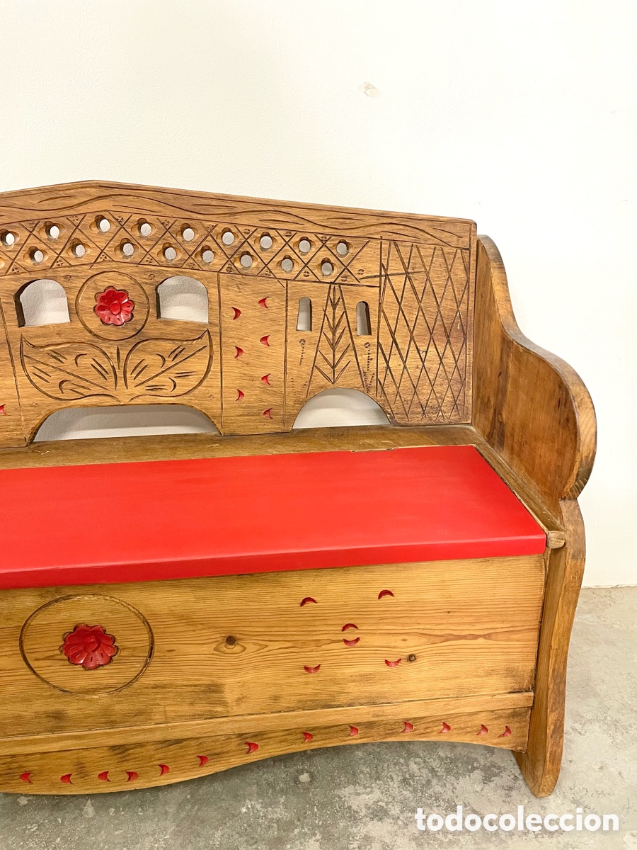 Vintage: Banco de madera con almacenaje - Foto 9