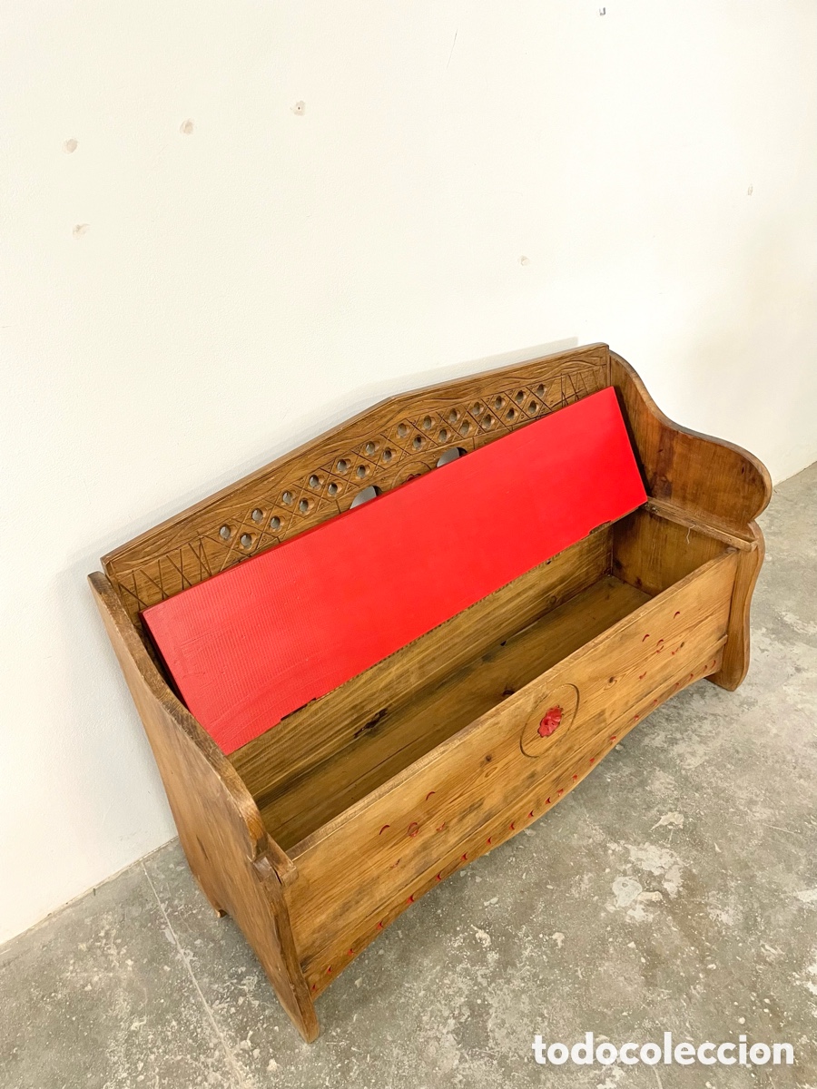 Vintage: Banco de madera con almacenaje - Foto 12