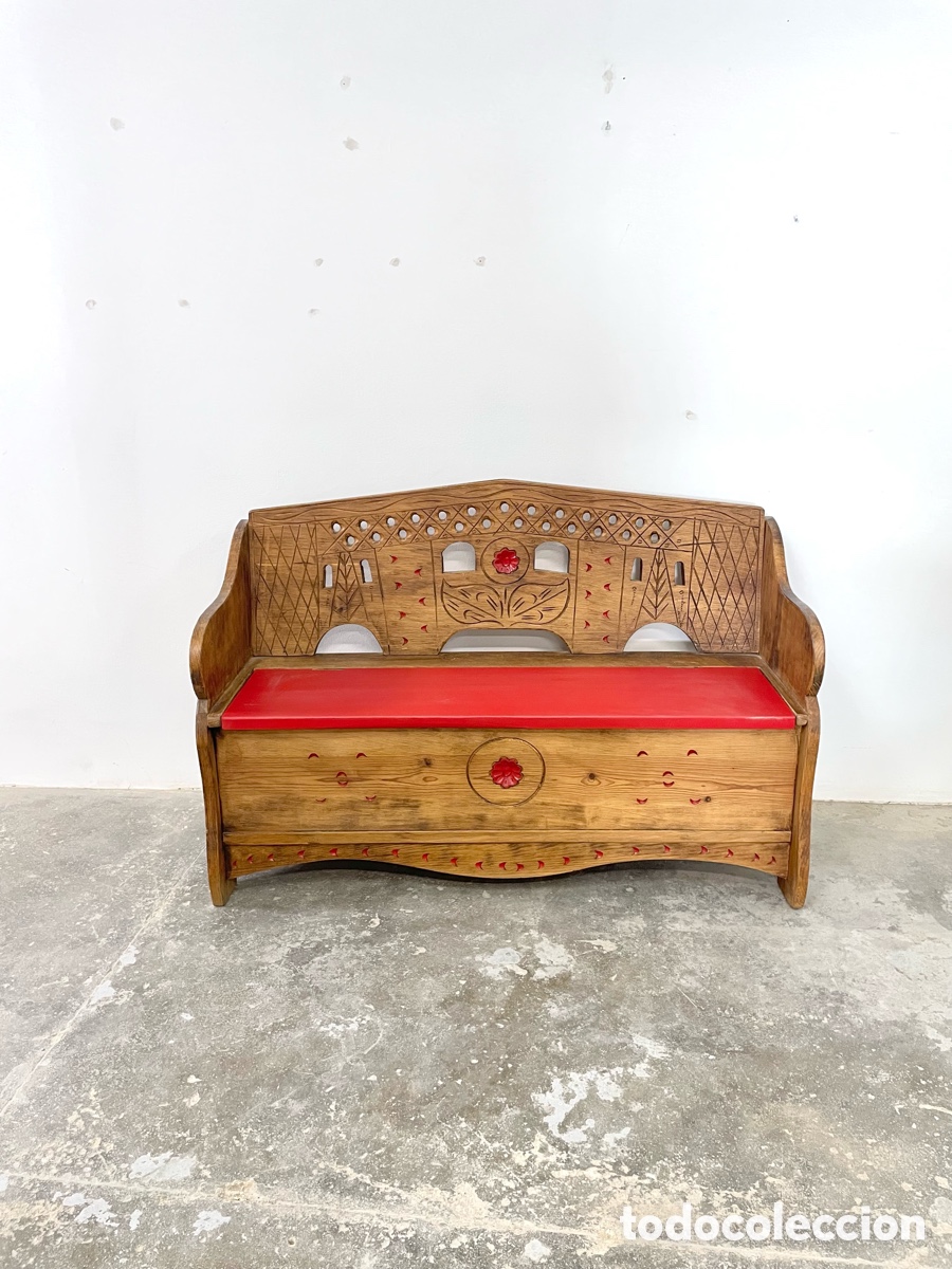 Vintage: Banco de madera con almacenaje