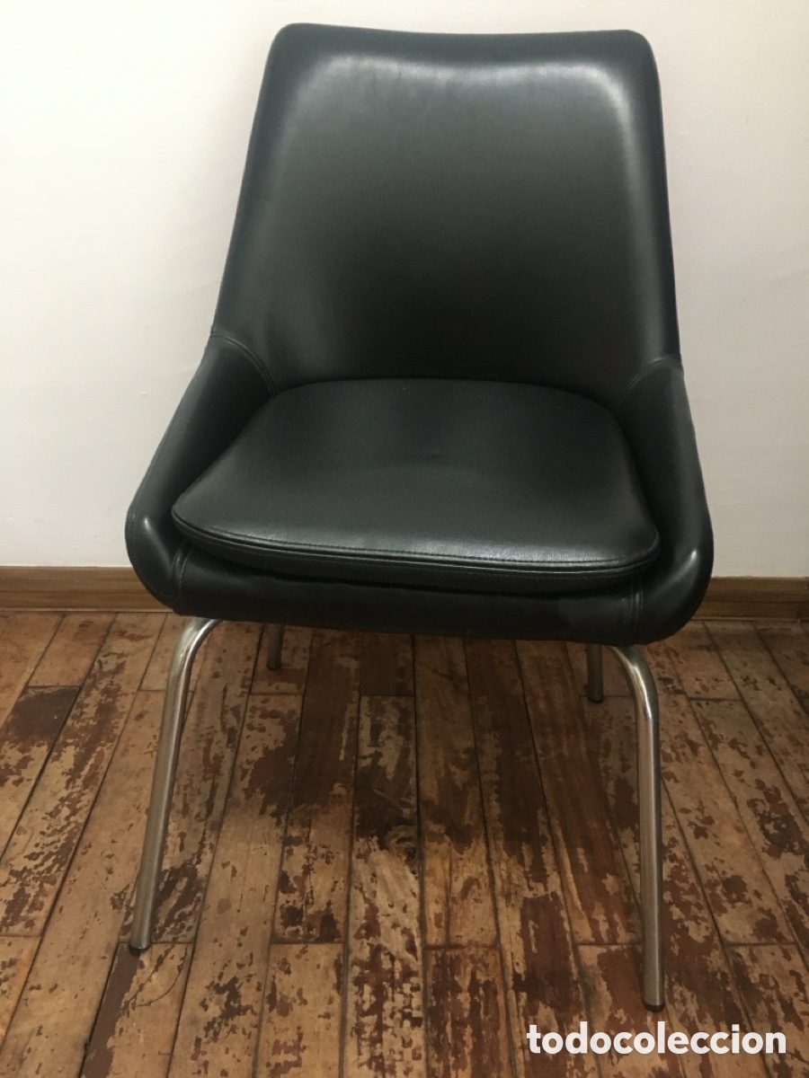 Vintage: Silla metal y escay. Norma Europ. Barcelona. 70s