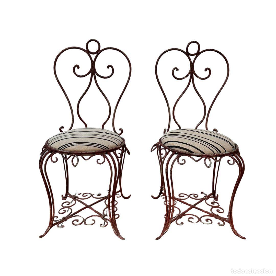 Vintage: Pareja de sillas de forja, Art Nouveau, p. s. XX &ndash; Francia