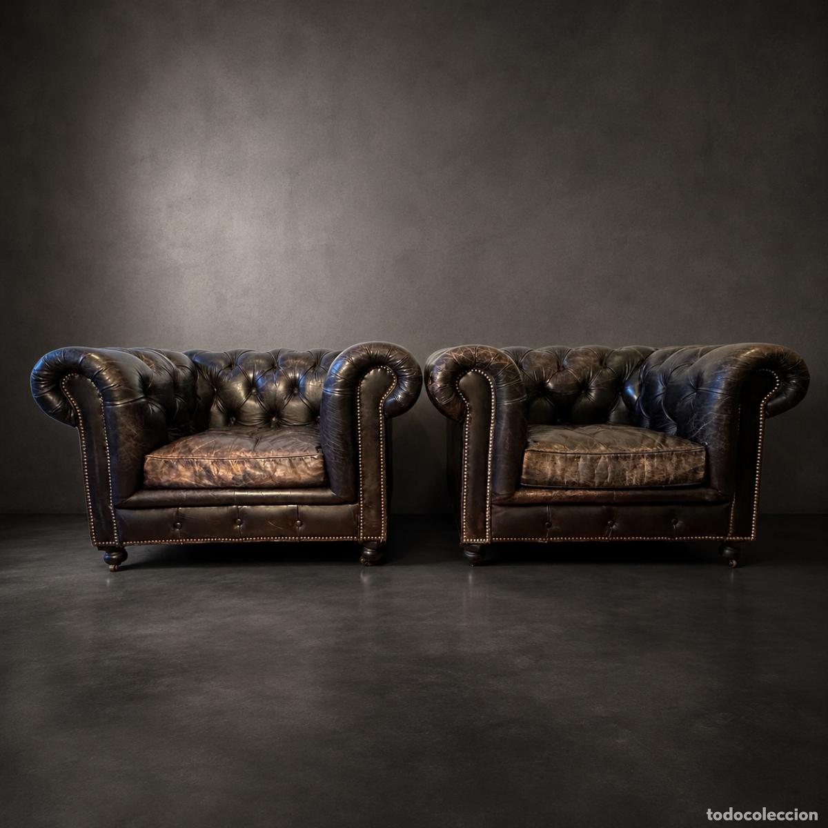 Vintage: Pareja de sillones Chesterfield Timothy Oulton originales modelo Westminster