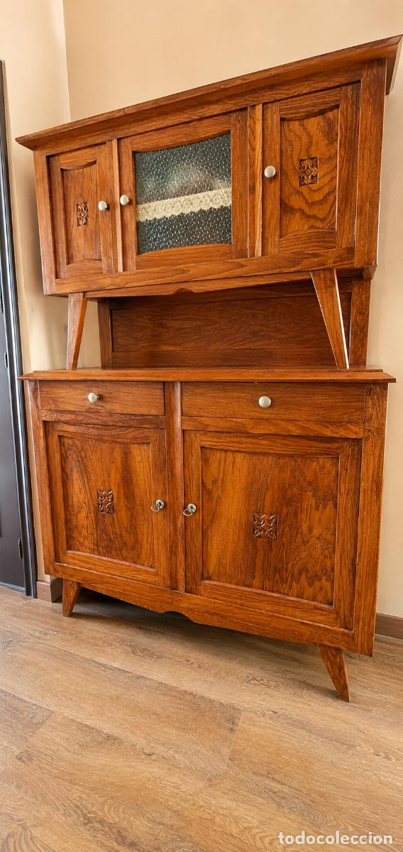 Vintage: MUEBLE VAISSELIER FRANC&Eacute;S VINTAGE - A&Ntilde;OS 50/60 - MADERA - VITRINA - 178 CM
