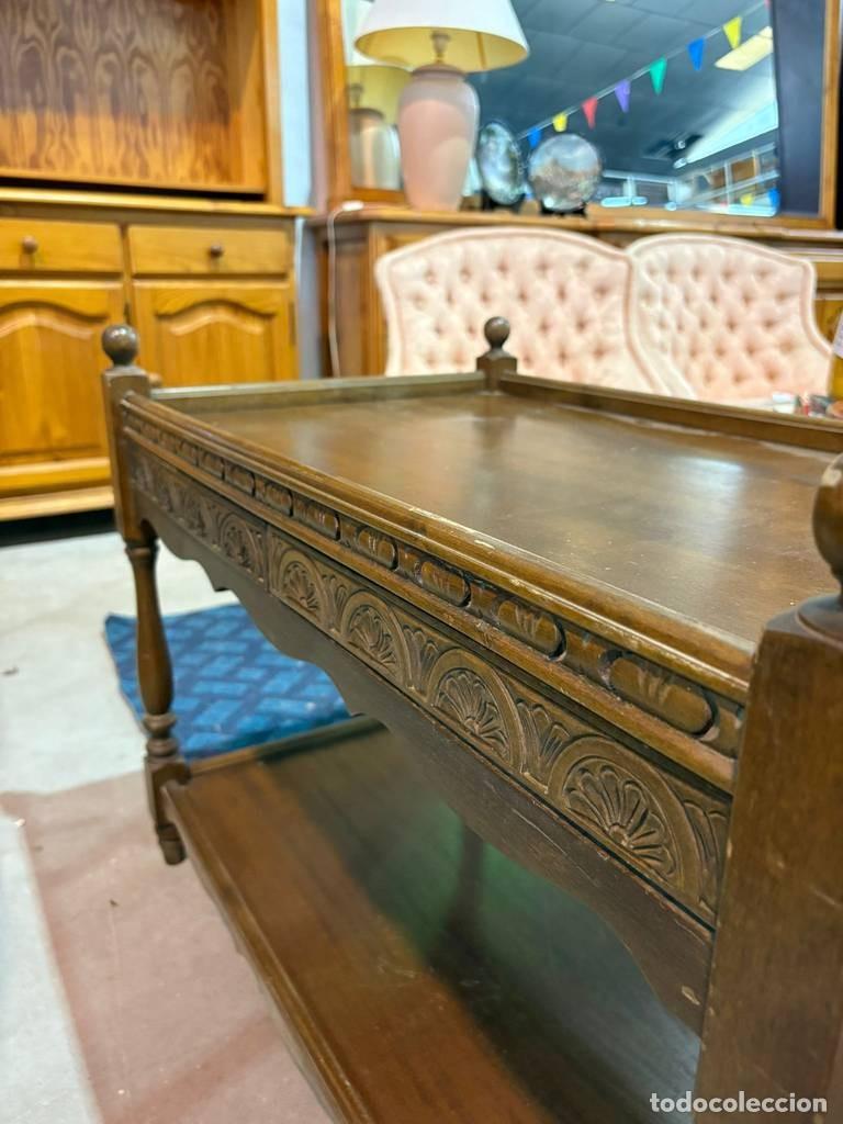 Vintage: MESA AUXILIAR MADERA TALLADA - Foto 5