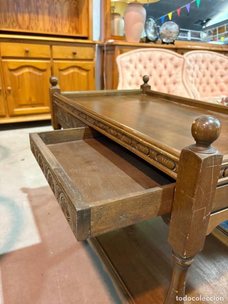 Vintage: MESA AUXILIAR MADERA TALLADA - Foto 6