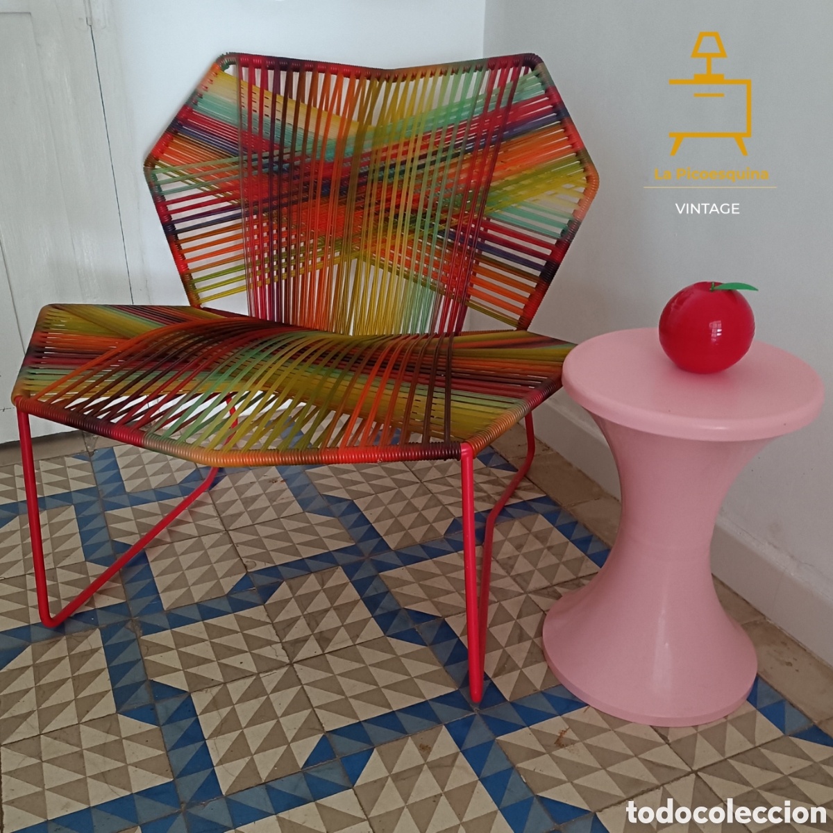 Vintage: Taburete Tam Tam, rosa