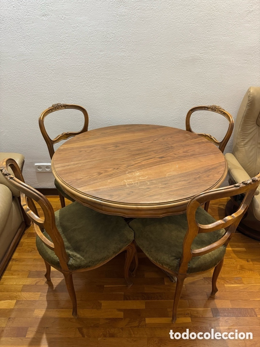 Vintage: Conjunto comedor cl&aacute;sico: Mesa redonda + 4 sillas
