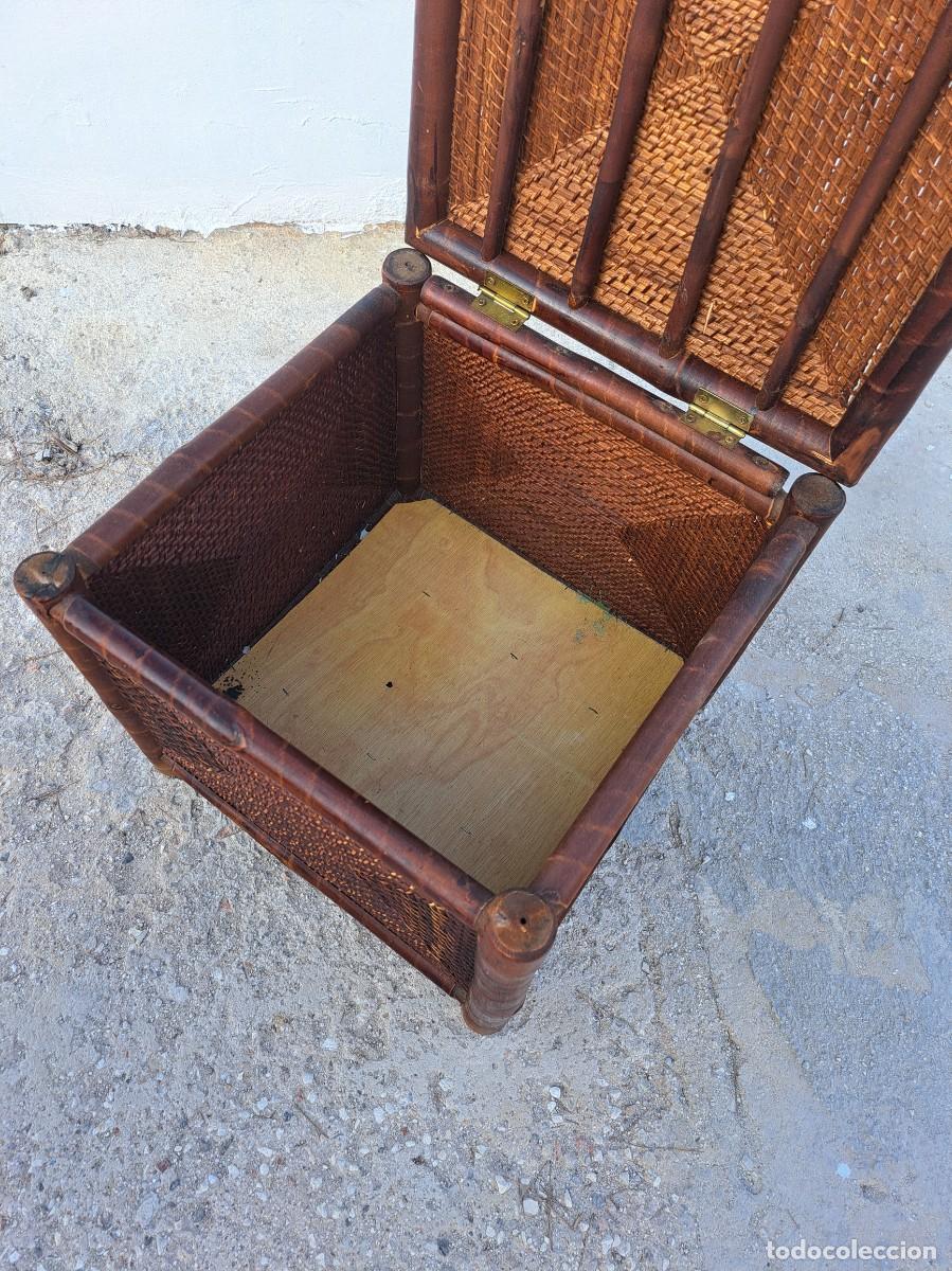 Vintage: Banco ba&uacute;l de bamb&uacute; y rat&aacute;n. - Foto 6