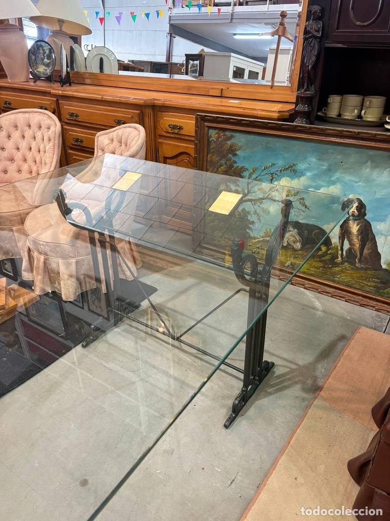 Vintage: MESA DE FORJA Y CRISTAL - Foto 2